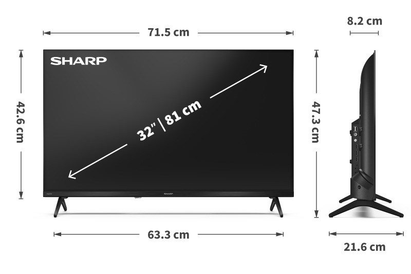 Sharp 32HE2145K HD/Full HD HDR 60Hz Frameless LED 32″ Smart TV - Black A